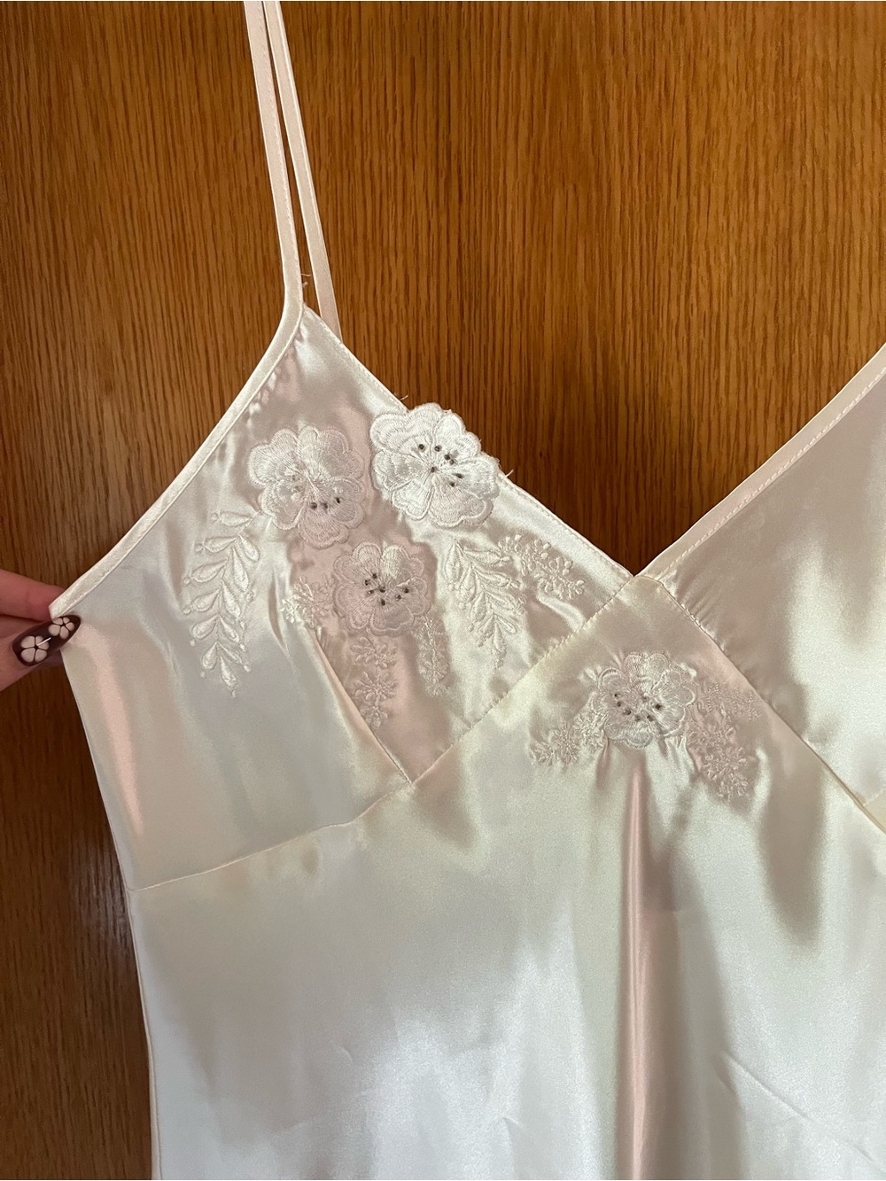 Silky Ivory Lace-Trim Slip Dress - Picture 2 of 10